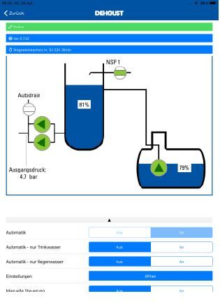 Dehoust App Trennung von Trinkwasser und Betriebswasser