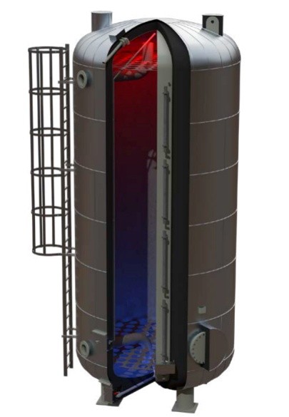 Da der Kältespeicher mit sehr kleinen Temperaturdifferenzen von vier bis sechs Kelvin arbeitet, kommt es auf eine stabile Schichtung des Wassers an. Nur so kann das Medium am Speicherboden lange kühl bleiben und eine stetige Kälteentnahme gewährleistet werden.