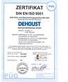 Dehoust Behälterbau GmbH nach DIN ISO 9001:2000 zertifiziert